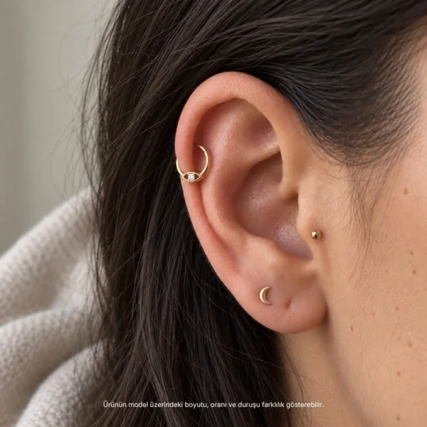 Halka Göz Modeli Altın Helix Piercing Halka Göz Modeli Altın Helix Piercing