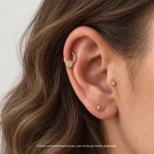 Halka Güneş Modeli Helix Piercing