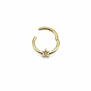 Halka Yıldız Taşlı Altın Helix Piercing
