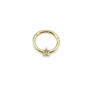 Halka Yıldız Taşlı Altın Helix Piercing