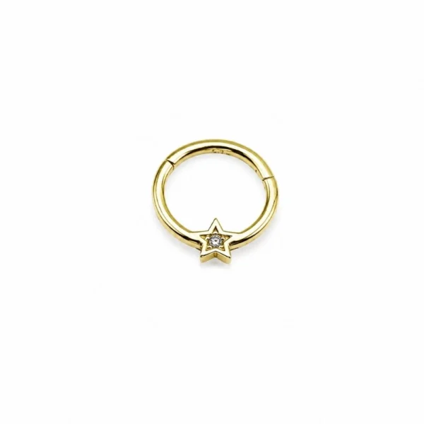 Halka Yıldız Taşlı Altın Helix Piercing Halka Yıldız Taşlı Altın Helix Piercing