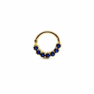 Lacivert Taşlı Halka Altın Helix Piercing