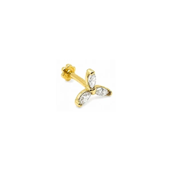 Rüzgar Gülü Modeli Altın Tragus Piercing