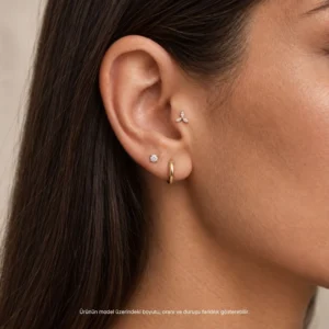 Rüzgar Gülü Modeli Altın Tragus Piercing