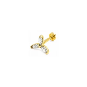 Rüzgar Gülü Modeli Altın Tragus Piercing