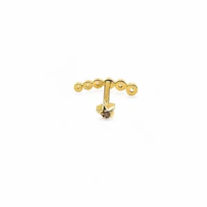Sıra Taşlı 14 Ayar Altın Helix Piercing