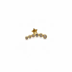 Sıra Taşlı 14 Ayar Altın Helix Piercing