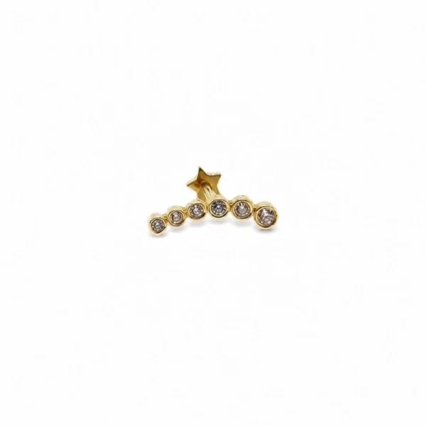 Sıra Taşlı 14 Ayar Altın Helix Piercing Sıra Taşlı 14 Ayar Altın Helix Piercing