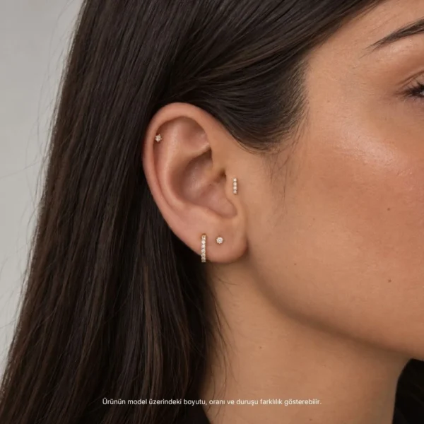 Sıra Taşlı 14 Ayar Altın Tragus Sıra Taşlı 14 Ayar Altın Tragus