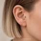 Yeşil Taşlı 14 Ayar Altın Tragus Piercing