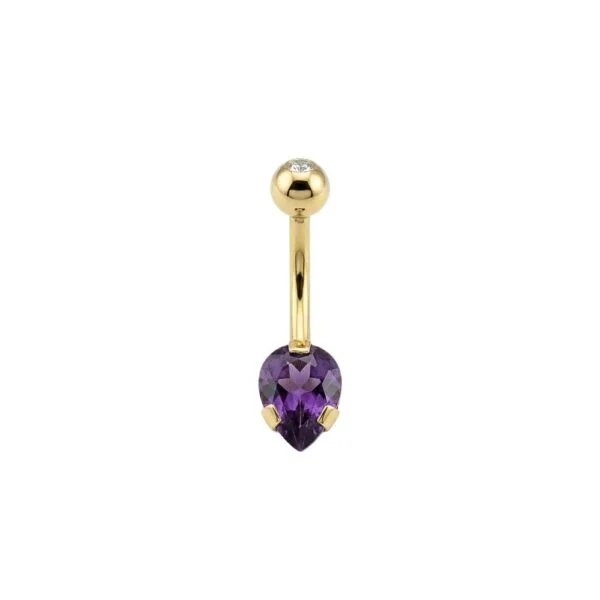 Ametist Taşlı Altın Göbek Piercing | PRC232 Ametist Taşlı Altın Göbek Piercing | PRC232