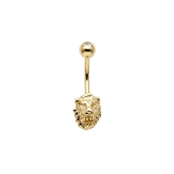Aslan Figürlü Altın Göbek Piercing | PRC195 Aslan Figürlü Altın Göbek Piercing | PRC195
