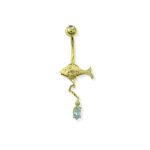 Balık Figürlü Altın Göbek Piercing