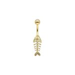 Balık İskeleti Modeli Altın Göbek Piercing