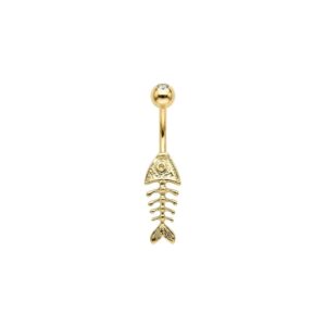 Balık İskeleti Modeli Altın Göbek Piercing | PRC218