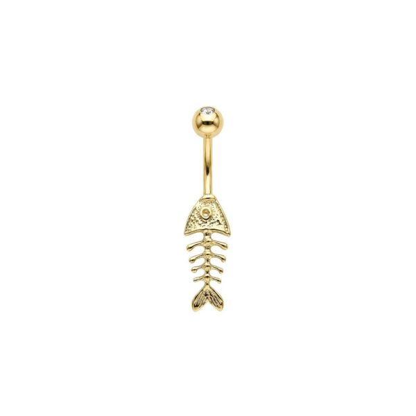 Balık İskeleti Modeli Altın Göbek Piercing | PRC218 Balık İskeleti Modeli Altın Göbek Piercing | PRC218