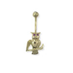 Baykuş Modeli Mor Taşlı Altın Göbek Piercing