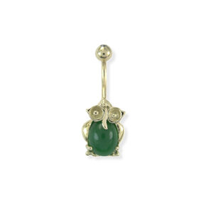 Baykuş Modelli Altın Göbek Piercing