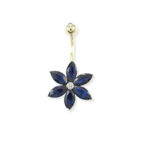 Çiçek Modeli Safir Taşlı Altın Göbek Piercing