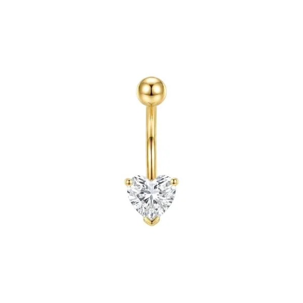 Kalp Kesim Taşlı Göbek Piercing | PRC176 Kalp Kesim Taşlı Göbek Piercing | PRC176