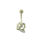 Kalp Model Taşlı Altın Göbek Piercing