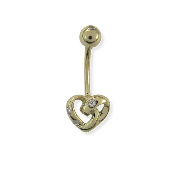 Kalp Model Taşlı Altın Göbek Piercing | PRC149 Kalp Model Taşlı Altın Göbek Piercing | PRC149