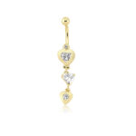 Kalpli Taşlı Sallantılı Göbek Piercing