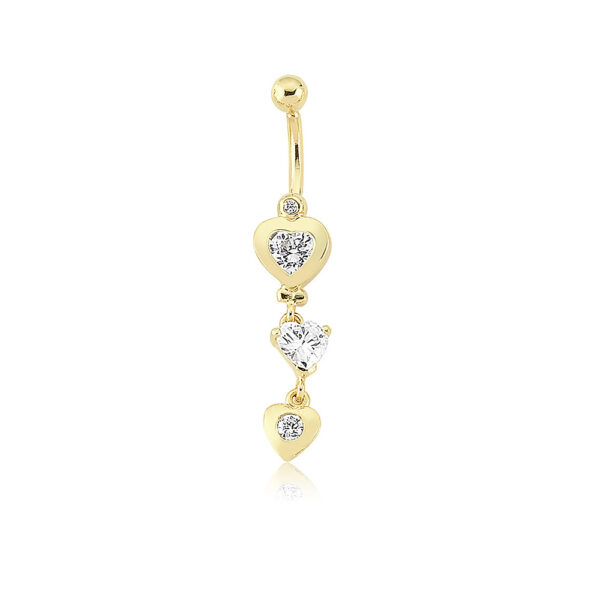 Kalpli Taşlı Sallantılı Göbek Piercing | PRC183 Kalpli Taşlı Sallantılı Göbek Piercing | PRC183