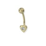 Kalpli Zirkon Taşlı Altın Göbek Piercing