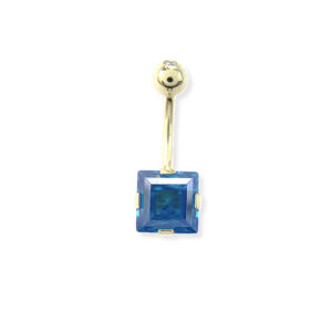 Kare Safir Taşlı Altın Göbek Piercing