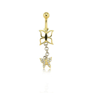 Kelebek Model Sallantılı Göbek Piercing