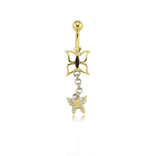 Kelebek Model Sallantılı Göbek Piercing Kelebek Model Sallantılı Göbek Piercing
