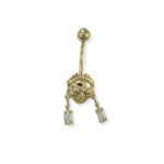 Mask Figürlü Taşlı Göbek Piercing