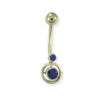 Mavi Taşlı Altın Göbek Piercing