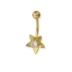 Taşlı Çiçek Altın Göbek Piercing