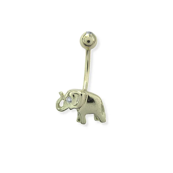 Taşlı Fil Modeli Altın Göbek Piercing | PRC142 Taşlı Fil Modeli Altın Göbek Piercing | PRC142