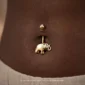 Taşlı Fil Modeli Altın Göbek Piercing | PRC142