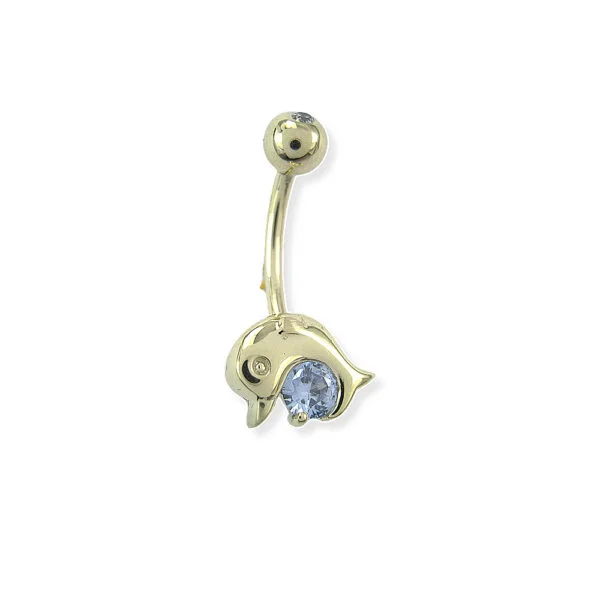 Taşlı Yunus Modeli Altın Göbek Piercing | PRC145 Taşlı Yunus Modeli Altın Göbek Piercing | PRC145