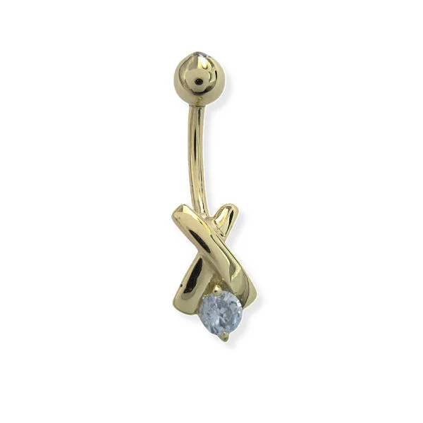Tek Taşlı X Göbek Piercing | PRC150 Tek Taşlı X Göbek Piercing | PRC150