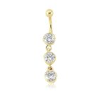 Üç Taşlı Sallantılı Göbek Piercing
