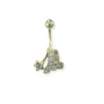 Yıldız Taşlı Altın Göbek Piercing