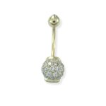 Yuvarlak Taşlı Altın Göbek Piercing