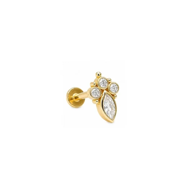 Beyaz Taşlı Altın Tragus Piercing Beyaz Taşlı Altın Tragus Piercing