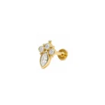Beyaz Taşlı Altın Tragus Piercing