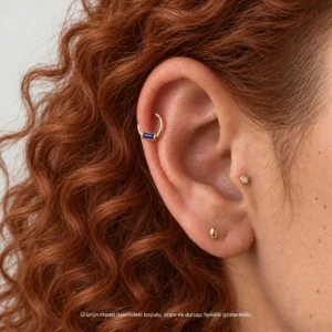 14 Ayar Altın Lacivert Taşlı Helix Piercing