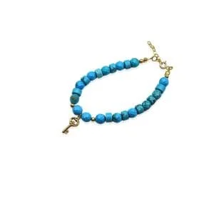 Anahtar Charm Turkuaz Doğal Taşlı Bileklik | 23BL1003