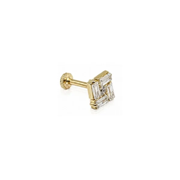 Kare Baget Taşlı Altın Tragus Kare Baget Taşlı Altın Tragus