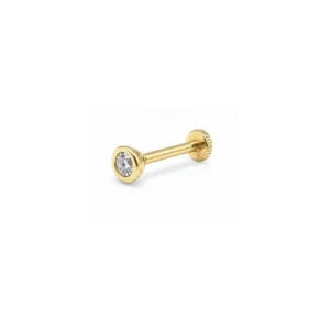 Klasik Tektaş 14 Ayar Altın Tragus Piercing