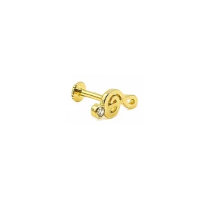 Sol Anahtarı Altın Tragus Piercing
