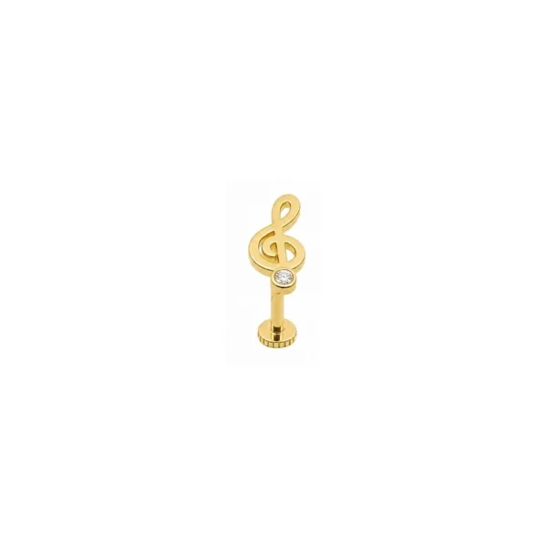 Sol Anahtarı Altın Tragus Piercing Sol Anahtarı Altın Tragus Piercing